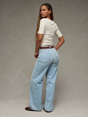 American Eagle Outfitters Strigid Curvy Super High Rise Baggy Straight Jean